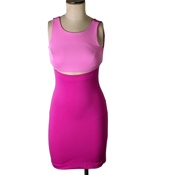 Amanda Uprichard  Barbie Pink Colotblock Dress , S , EUC - Picture 1 of 3